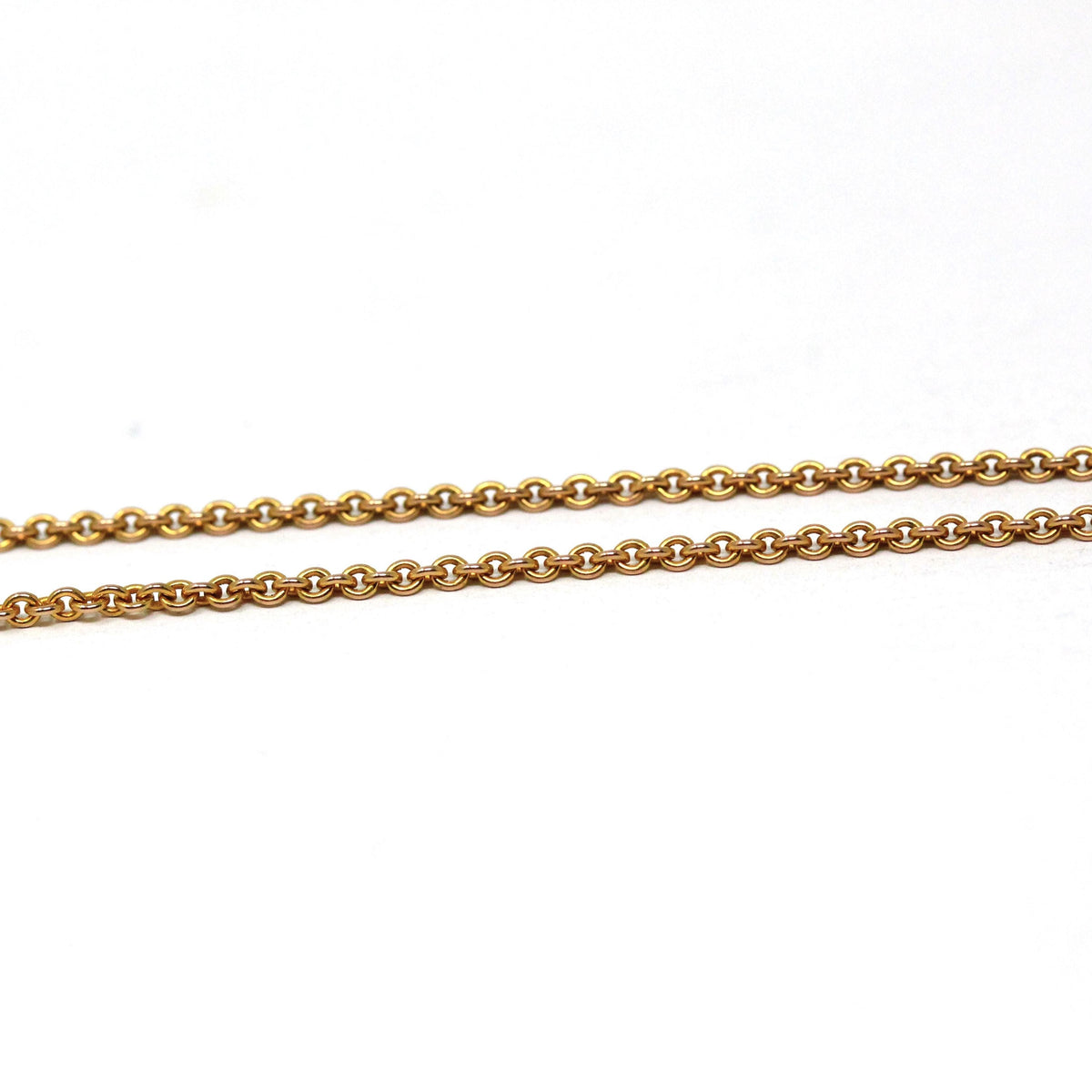 Antique Cable Chain - Edwardian 10k Yellow Gold 18 Inch Rolo Link Style Necklace - Vintage Circa 1910s Era Spring Ring Clasp Fine Jewelry