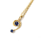 Antique Question Mark Charm - Edwardian 14k Yellow Gold Created Blue Sapphire Gemstone Necklace Pendant - Circa 1910s Stick Pin Fine Jewelry