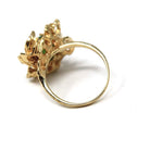 Nephrite Jade Ring - Retro 14k Yellow Gold Oval Cabochon Cut Natural Green Gemstone - Vintage Circa 1970s Era Size 7 Textured Fine Jewelry