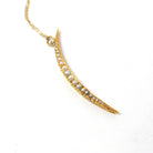 Crescent Moon Necklace - Retro 15k Yellow Gold Cultured Seed Pearls Celestial Pendant - Vintage Circa 1940s Era Statement Fine 40s Jewelry