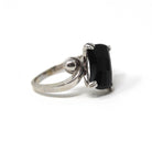 Onyx Bypass Ring - Mid Century 14k White Gold Natural Black Chalcedony Checkerboard Statement - Vintage Circa 1950s Size 7 1/4 Fine Jewelry