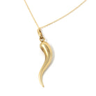 Italian Horn Charm - Retro 14k Yellow Gold Italy Cornicello Good Luck Pendant Necklace - Vintage 1970s Era Ward Off Evil Amulet Fine Jewelry