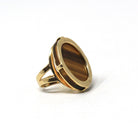 Tiger's Eye Ring - Retro 14k Yellow Gold Natural Brown Gemstone Statement - Vintage Circa 1970s Era Size 6 Oval Chatoyancy Fine 70s Jewelry
