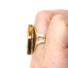 Tiger's Eye Ring - Retro 14k Yellow Gold Natural Brown Gemstone Statement - Vintage Circa 1970s Era Size 6 Oval Chatoyancy Fine 70s Jewelry
