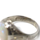 Vintage Opal Ring - Art Deco 14k White Gold Men's Unisex Oval Statement Ring - Circa 1920s Streeter Brothers October Birthstone Fine Jewelry