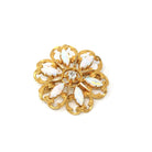 Antique Flower Brooch - Edwardian Era 10k Yellow Gold Natural Opal & Diamond Sunburst Pin - Circa 1900s Fine October Birthstone Jewelry