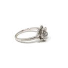 Modern Flower Ring - Estate 14k White Gold Natural Round Brilliant Cut Diamond - Vintage Circa 1990s Era Size 5 Fine Statement Jewelry