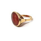 Edwardian Intaglio Ring - Antique 18k Yellow Gold Red Carnelian Carved Engraved Gemstone - Circa 1900s Era Size 6 Unisex Signet Fine Jewelry