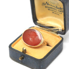 Edwardian Intaglio Ring - Antique 18k Yellow Gold Red Carnelian Carved Engraved Gemstone - Circa 1900s Era Size 6 Unisex Signet Fine Jewelry