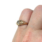Vintage Diamond Ring - Mid Century 14k Yellow Gold Illusion Head .03 CT Setting - Circa 1940s Era Size 5.25 Fine Two Tone Engagement Jewelry