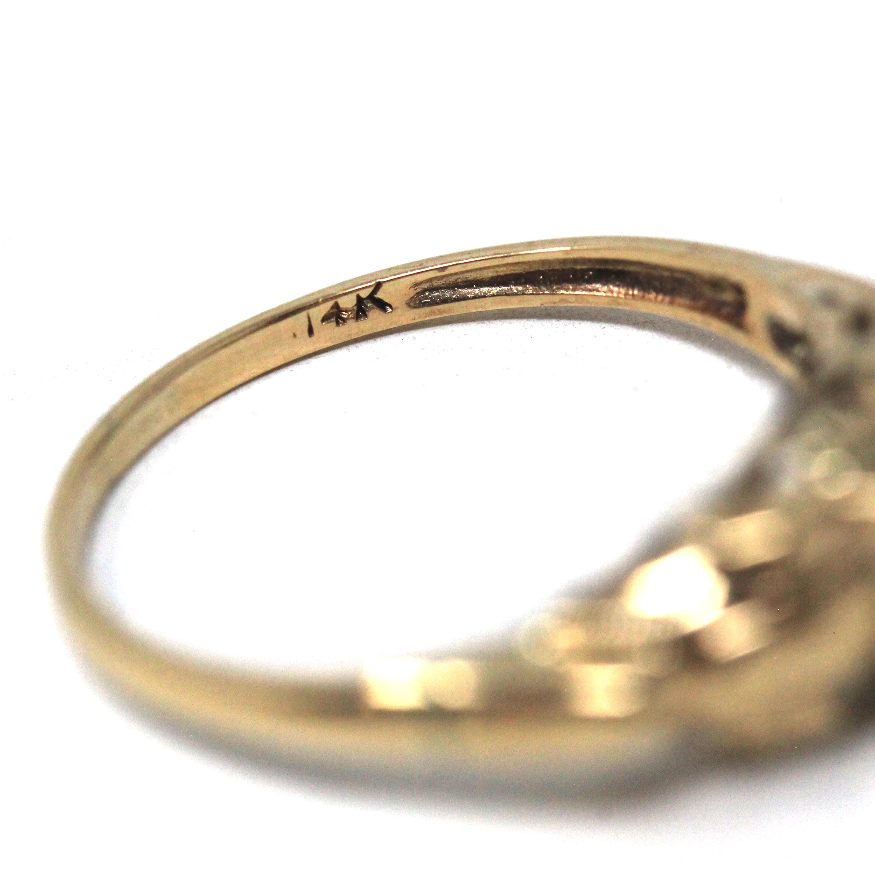 Vintage Diamond Ring - Mid Century 14k Yellow Gold Illusion Head .03 CT Setting - Circa 1940s Era Size 5.25 Fine Two Tone Engagement Jewelry