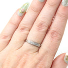 Vintage Wedding Band - Mid Century Platinum Natural Diamond Gemstone Bridal Ring - Dated Valentines Day 1942 Size 5.25 Fine Stacking Jewelry