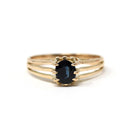 Estate Sapphire Ring - Modern 14k Yellow Gold Natural Blue Gemstone Solitaire - Circa 2000s Size 6 1/4 Engagement Split Shank Fine Jewelry