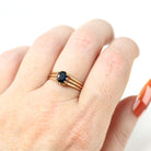 Estate Sapphire Ring - Modern 14k Yellow Gold Natural Blue Gemstone Solitaire - Circa 2000s Size 6 1/4 Engagement Split Shank Fine Jewelry