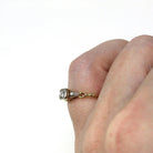 Vintage Diamond Ring - Mid Century 14k Yellow Gold and Palladium Two Tone Band - Circa 1940s Era Size 3 1/4 Illusion Fine Engagement Jewelry