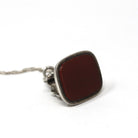 Antique Carnelian Fob - Victorian Sterling Silver Ornate Repousse Style Charm - Circa 1890s Era Pocket Watch Fashion Accessory Jewelry