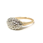 Vintage Princess Ring - Mid Century 14k Yellow & White Gold Diamonds Two Tone - Circa 1950s Era Size 5 1/4 Anniversary Berland Fine Jewelry