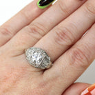 Art Deco Diamond Ring - Vintage Platinum 1.40 CTW Natural Gemstones - Circa 1930s Era Die Struck Geometric Size 7 Fine 30s Report Jewelry