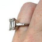 Vintage 1.57 ctw Diamond Ring - Mid Century Platinum Emerald Baguette Cut Natural Diamonds - Circa 1950s Size 4 1/4 Report Fine Jewelry