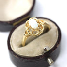 Vintage Opal Ring - Retro 10k Yellow Gold Oval Cabochon Natural Gemstone - Circa 1970s Era Size 6 October Birthstone Open Metal Fine Jewelry