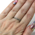 Antique Wedding Band - Art Deco 18k White Gold "T.O.M. to H.P. 10-15-27" Eternity Flower Ring - Vintage 1920s Size 7 1/4 Bridal Fine Jewelry