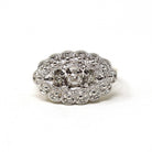 Mid Century Princess Ring - Vintage 14k Yellow White Gold Natural Diamond Two Tone Three Stone - Circa 1950 Size 5 1/4 Illusion Fine Jewelry