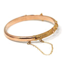 Antique Buckle Bracelet - Victorian 9k Yellow Gold Hinged Textured Belt Bangle - Circa 1890s Era Original Box By Allworthy Bros Fine Jewelry