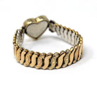 Vintage Expansion Bracelet - Retro 10k Gold Filled Sterling Base Heart Flower Stretch Links - Circa 1940s Era Statement Co Star 40s Jewelry