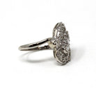 Diamond Cluster Ring - Estate 14k White Gold Natural Gems - Modern Mid Century Style Size 7 1/4 Vintage Inspired Halo Bypass Fine Jewelry