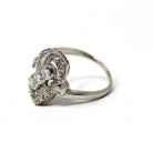 Diamond Cluster Ring - Estate 14k White Gold Natural Gems - Modern Mid Century Style Size 7 1/4 Vintage Inspired Halo Bypass Fine Jewelry