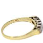 Mid Century Diamond Band - Vintage 14k Yellow & White Gold Five Gemstones Wedding Ring - Circa 1940s Size 7 Fine Engagement Bridal Jewelry