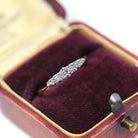 Vintage Diamond Ring - Mid Century 18k Yellow & White Gold Five Gemstones Wedding Band - Circa 1940s Size 5 Fine Statement Bridal Jewelry