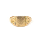 Vintage "SJ" Signet Ring - Mid Century 10k Yellow Gold Engraved Initials Script Letters - Circa 1940s Era Size 4 1/4 Petite BDA Fine Jewelry