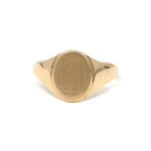 Letter "D" Signet Ring - 14k Yellow Gold Oval - Modern Circa 2000's Era Size 6 1/4 Engraved Initials Letters Minimalist Simple Fine Jewelry