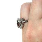 Vintage Cocktail Ring - Mid Century 14k White Gold Natural Garnet Diamonds Statement - Circa 1950s Era Size 4 3/4 Cluster Swirl Fine Jewelry