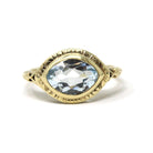 Vintage Aquamarine Ring - Art Deco 14k Yellow Gold East West Marquise Cut Light Blue Gem - Circa 1930s Era Size 5 3/4 Fine Statement Jewelry