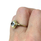 Vintage Aquamarine Ring - Art Deco 14k Yellow Gold East West Marquise Cut Light Blue Gem - Circa 1930s Era Size 5 3/4 Fine Statement Jewelry