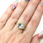 Vintage Aquamarine Ring - Art Deco 14k Yellow Gold East West Marquise Cut Light Blue Gem - Circa 1930s Era Size 5 3/4 Fine Statement Jewelry