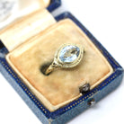 Vintage Aquamarine Ring - Art Deco 14k Yellow Gold East West Marquise Cut Light Blue Gem - Circa 1930s Era Size 5 3/4 Fine Statement Jewelry