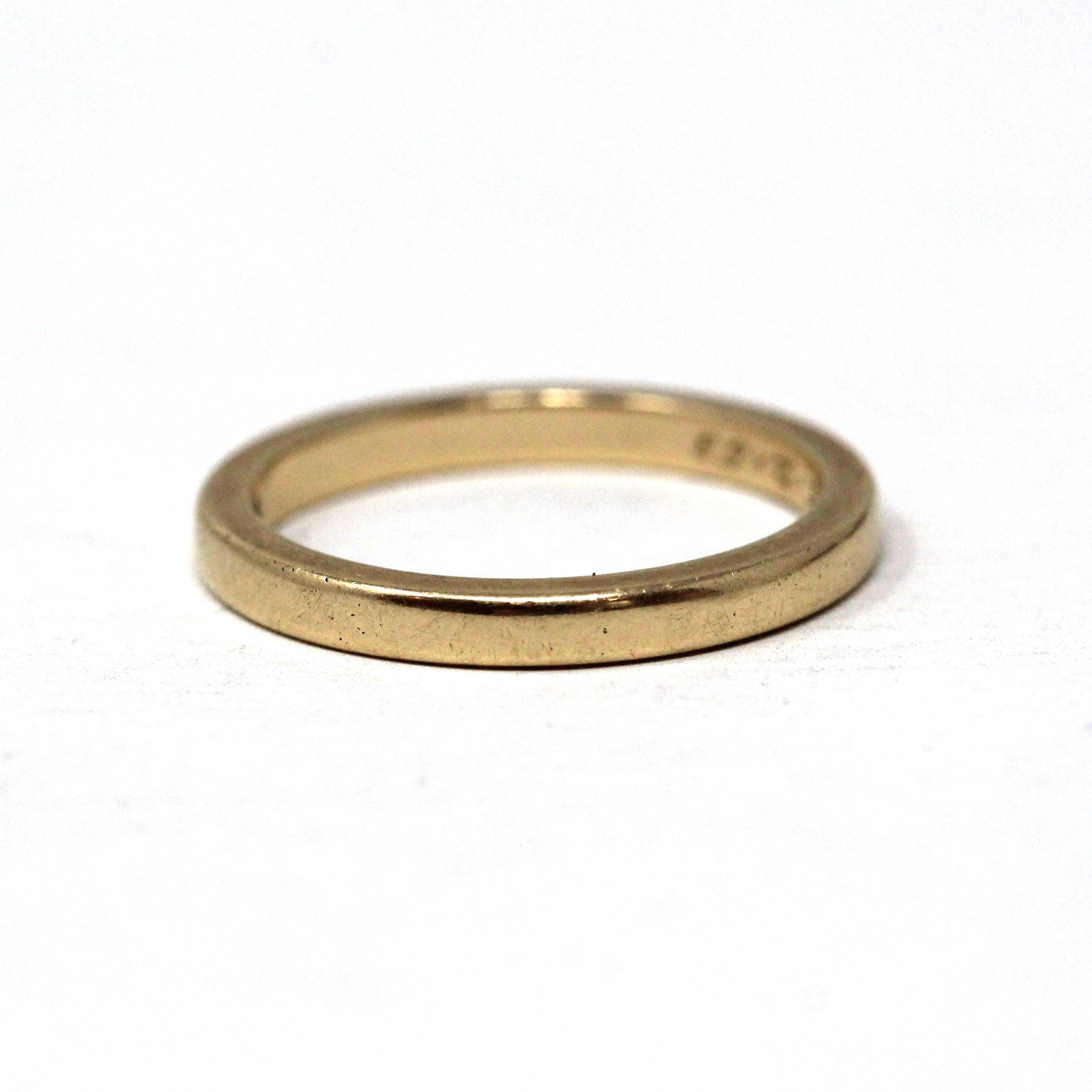 Vintage Wedding Band - Mid Century Era 14k Yellow Gold Plain Unadorned Ring - Dated 5-2-53 Size 5 3/4 Stacking Fine Statement Bridal Jewelry