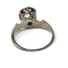 Art Deco Flower Ring - Vintage 14k White Gold Diamond 0.42 CTW Gemstone - Circa 1930s Era Size 7 1/2 Wheat Engraved Fine Statement Jewelry