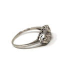 Mid Century Ring - Vintage 14k White Gold Three Natural .015 CTW Diamonds - Circa 1950s Era Size 7 1/2 Swirl Design Fine Statement Jewelry