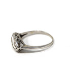 Mid Century Ring - Vintage 14k White Gold Three Natural .015 CTW Diamonds - Circa 1950s Era Size 7 1/2 Swirl Design Fine Statement Jewelry