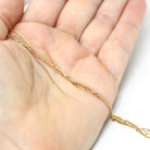 Delicate Retro Necklace - Vintage 70s 14k Infinity Symbol Filigree Style Stations & Curb Chain - Circa 1970s - 19 Inches Retro Era Jewelry