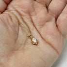 Natural Opal Pendant - Estate 14k Yellow Gold Cabochon Cut .25 CT Gem Necklace - Modern Circa 2000's Era October Birthstone Fine Jewelry