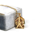 Ferris Wheel Charm - Retro Era 14k Yellow Gold & Enamel Carnival Ride Pendant Necklace - Vintage Circa 1960s Amusement Kinetic Fine Jewelry