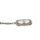 Rock Crystal Quartz Necklace - Art Deco 14k White Gold Natural Diamond Pendant Original Chain - Circa 1930s Statement Filigree Fine Jewelry