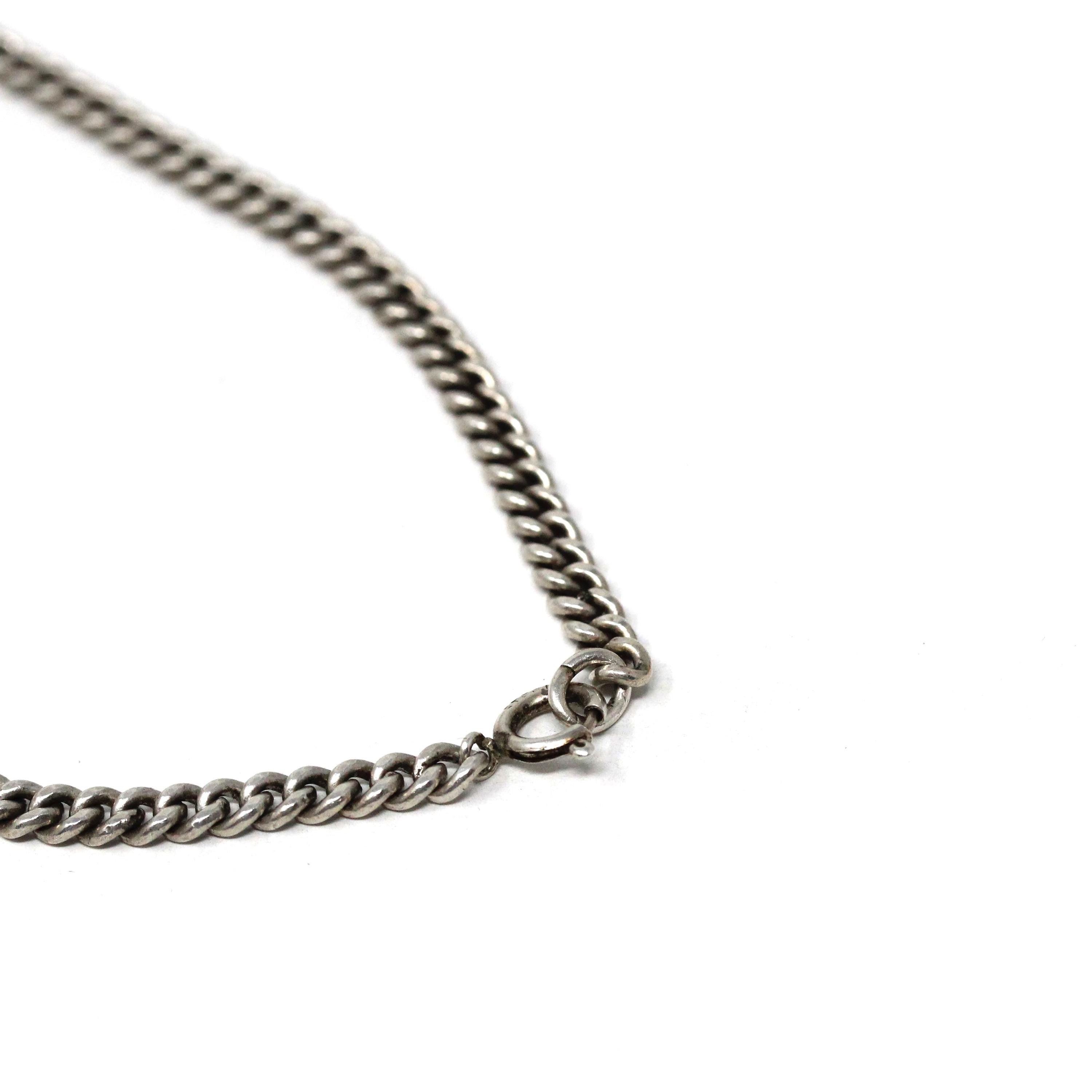 Vintage Curb Link Chain - Estate Sterling Silver Plain Thick Bold Necklace - Men's Women's Unisex Fashion Accessory Statement Fine Jewelry