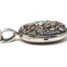 Silver Hindu Locket - Antique Victorian Sterling Large Oval Repousse Deity Pendant - Circa 1890s Era Hair Keepsake Photo Statement Jewelry