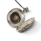 Silver Hindu Locket - Antique Victorian Sterling Large Oval Repousse Deity Pendant - Circa 1890s Era Hair Keepsake Photo Statement Jewelry